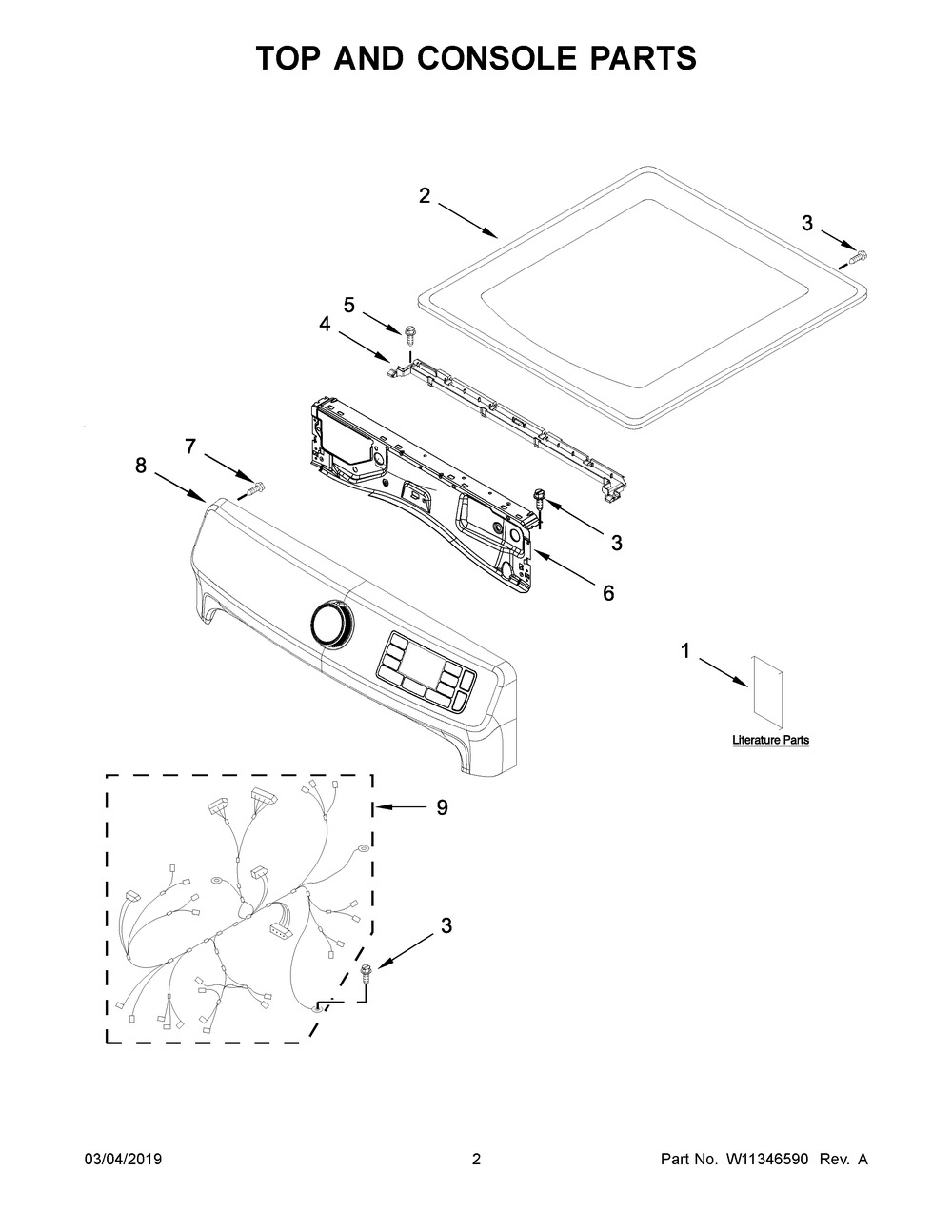 W11316915 - Genuine OEM Whirlpool Dryer Control Panel Assembly