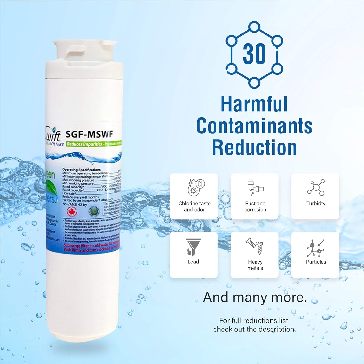 SGF-MSWF - Genuine OEM Swift Green Filter VOC Removal Refrigerator Water Filter