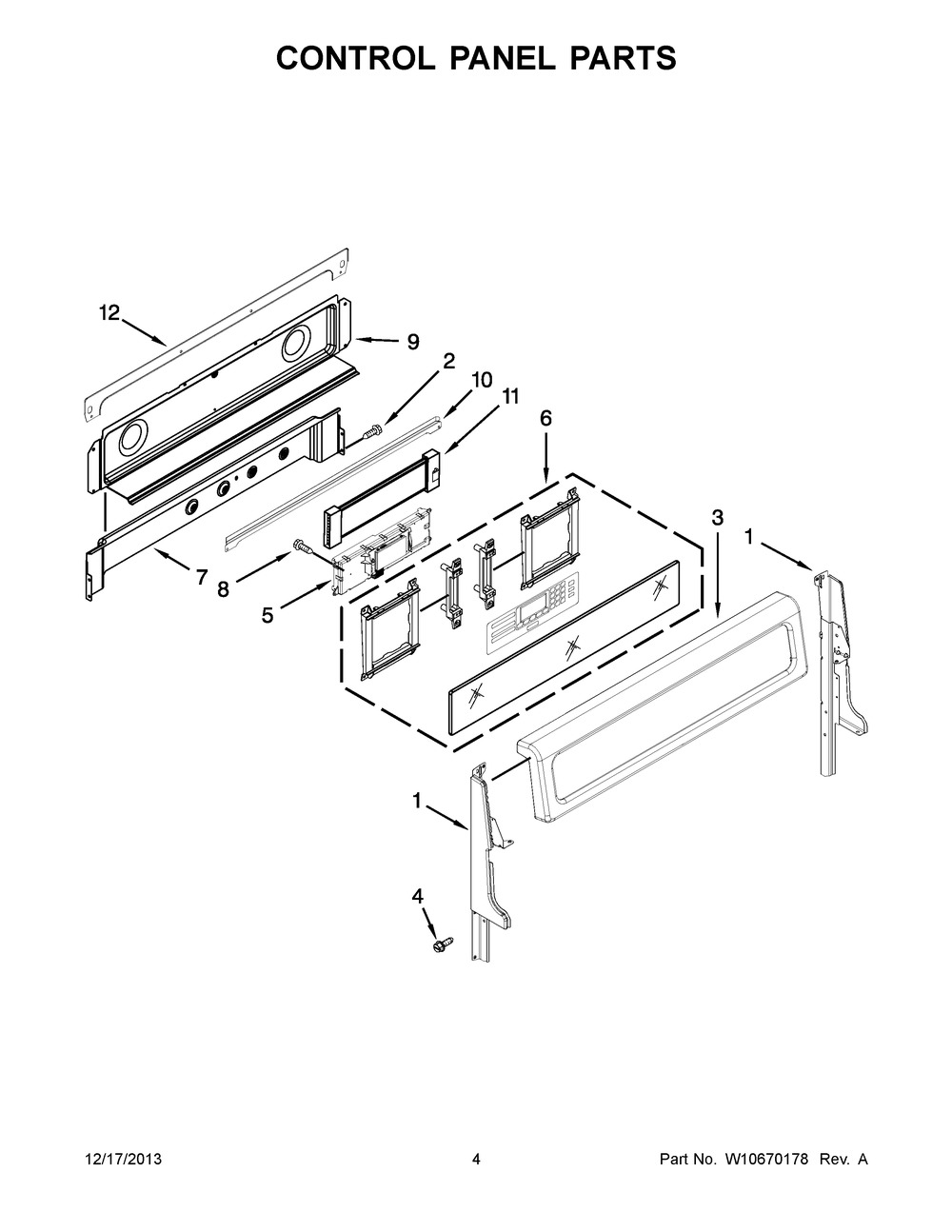 WPW10424185 - Genuine OEM Whirlpool Range Control Panel Frame, Stainless