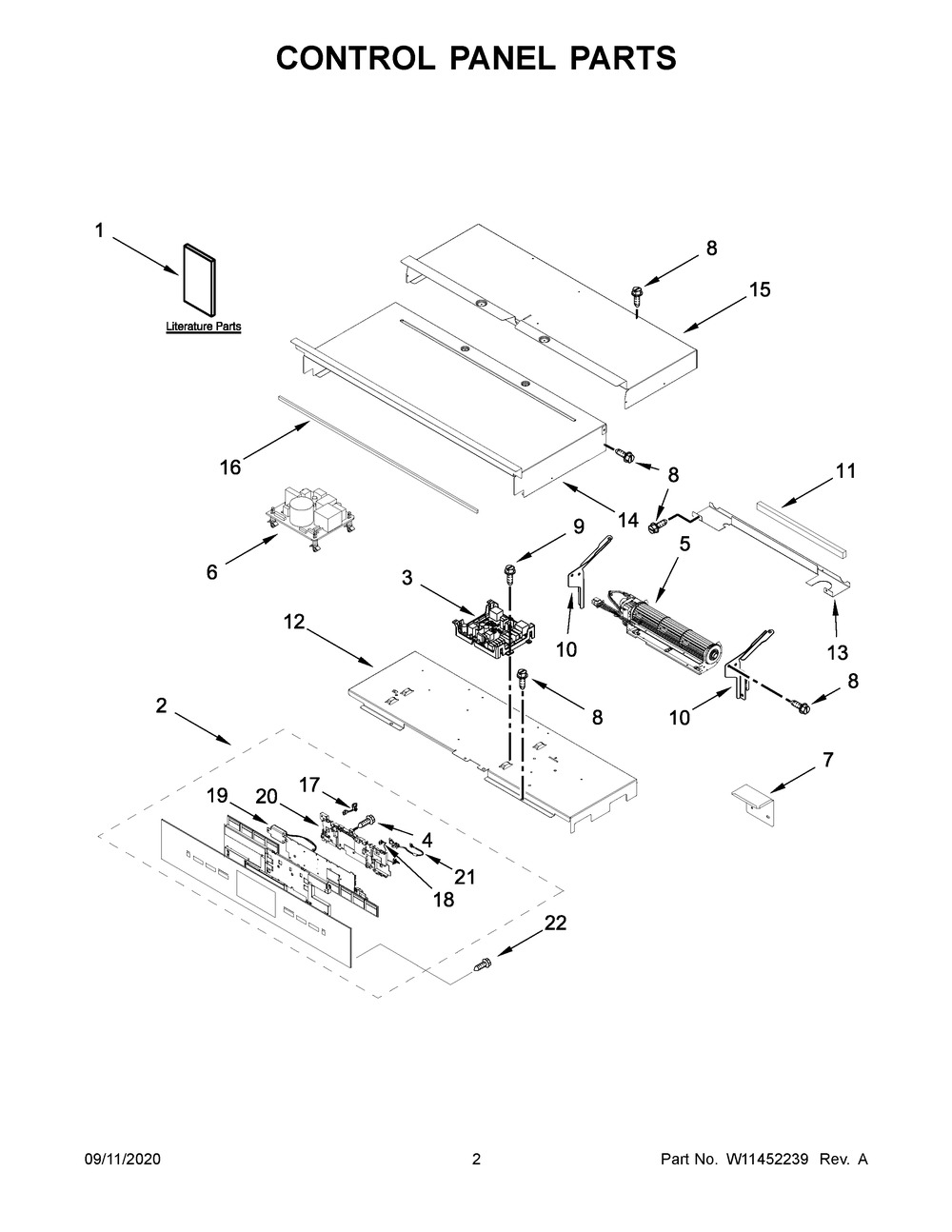 W11460590 - Genuine OEM Whirlpool Range Control Panel