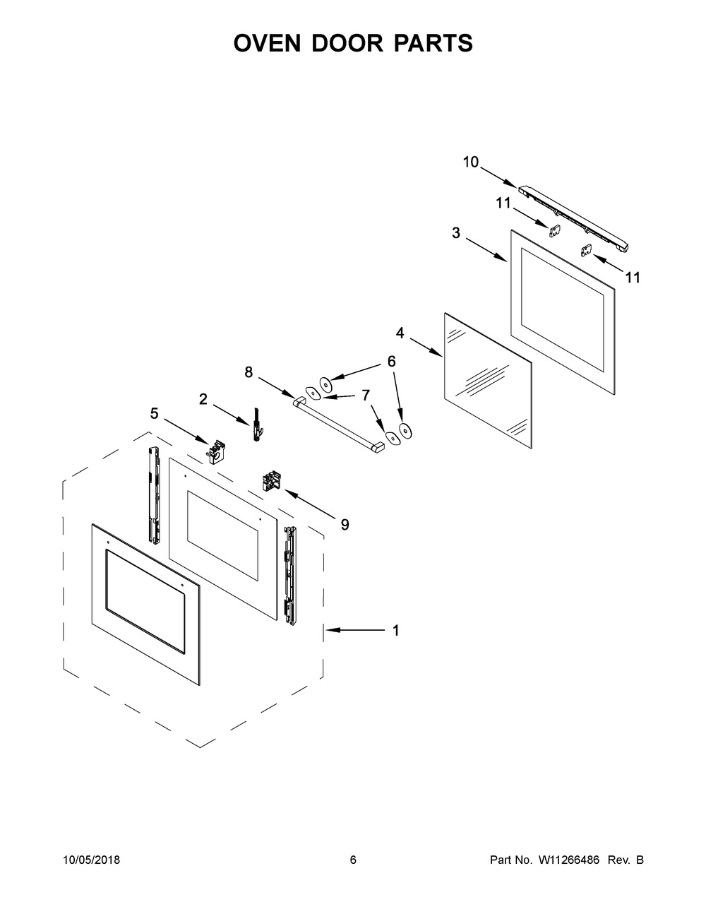 W11267734 - Genuine OEM Whirlpool Range Oven Glass Door Assembly
