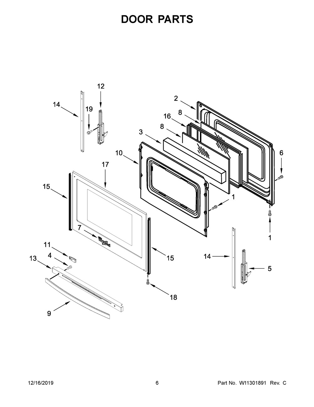 W11219379 - Genuine OEM Whirlpool Range Outer Door Panel & Glass, Stainless