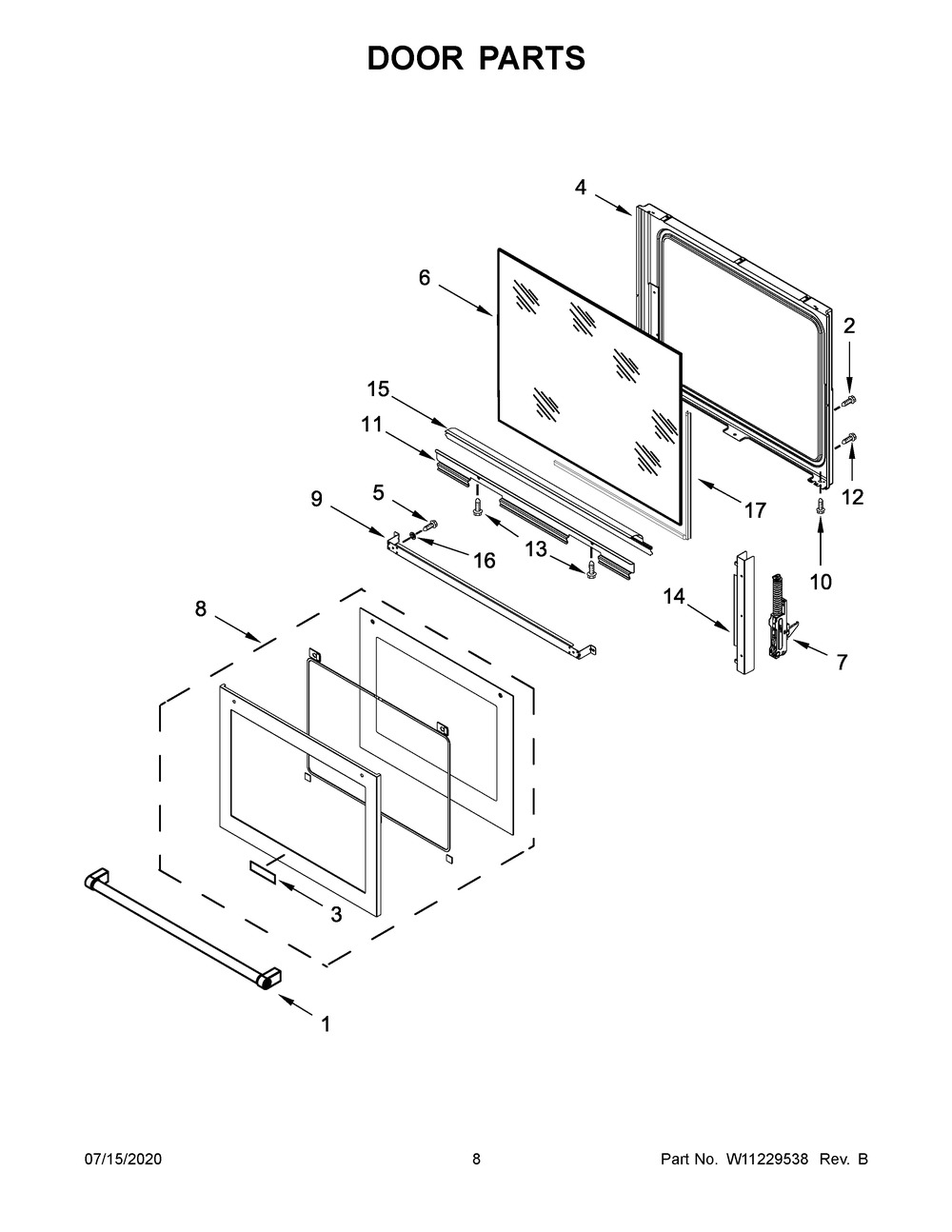 W11104399 - Genuine OEM Whirlpool Range Oven Door Handle, Stainless