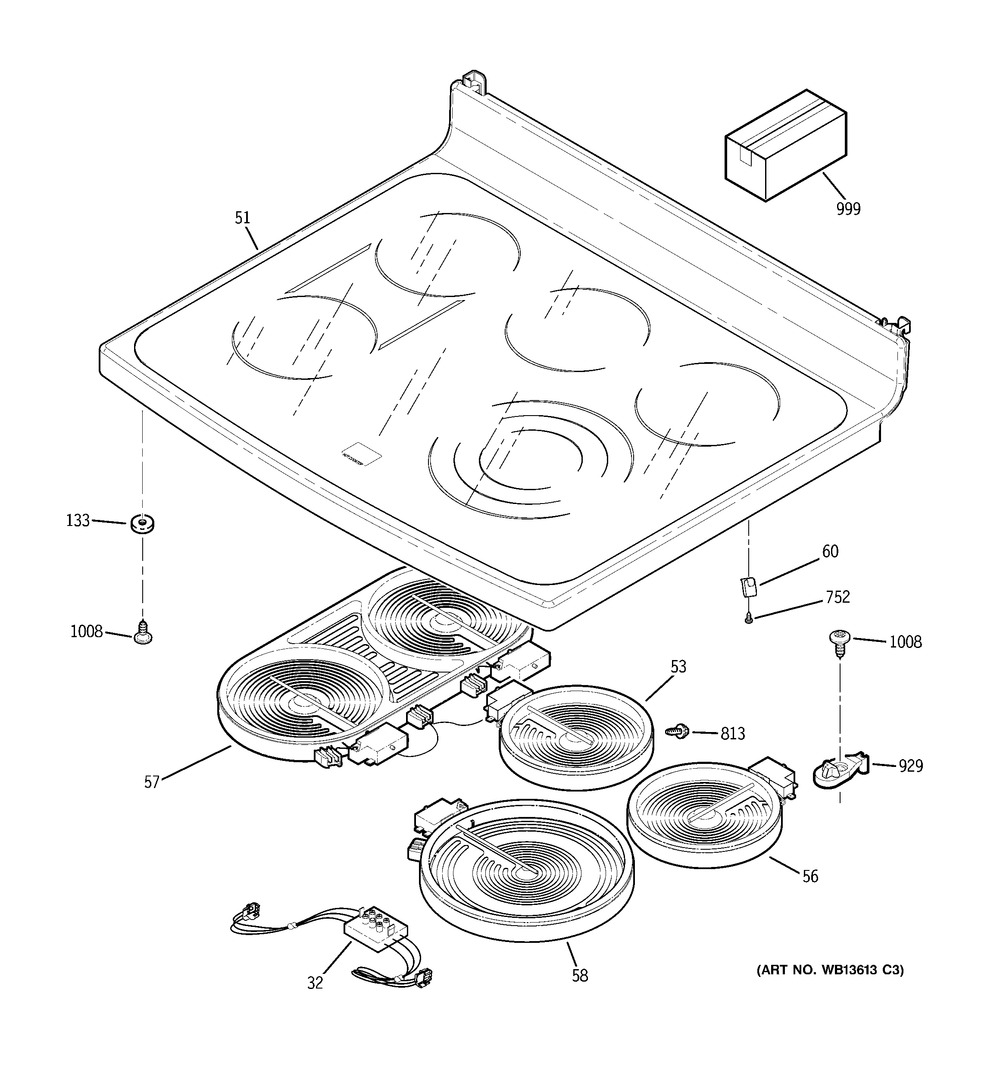 WS01F01181 - Genuine OEM GE Range Double Bridge Surface Element