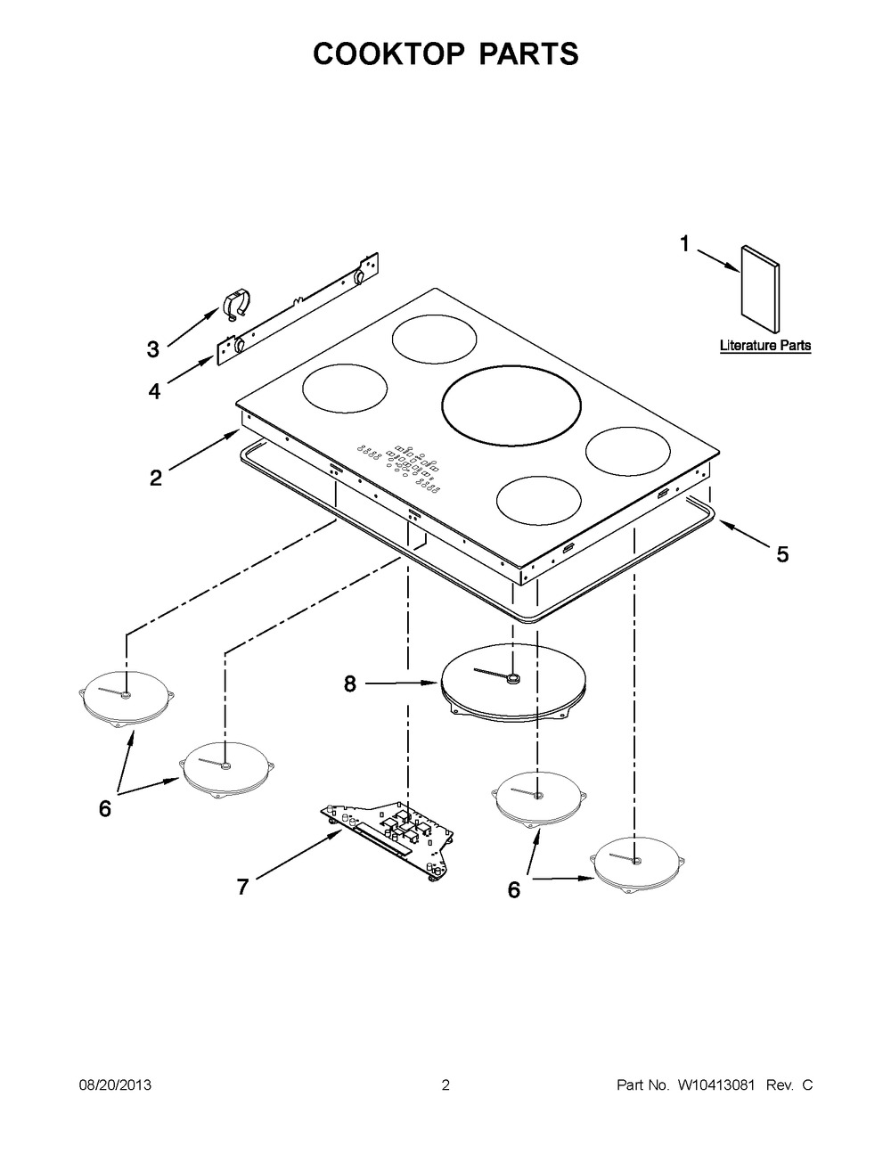 WPW10396765 - Genuine OEM Whirlpool Range Main Cooktop Glass, Black