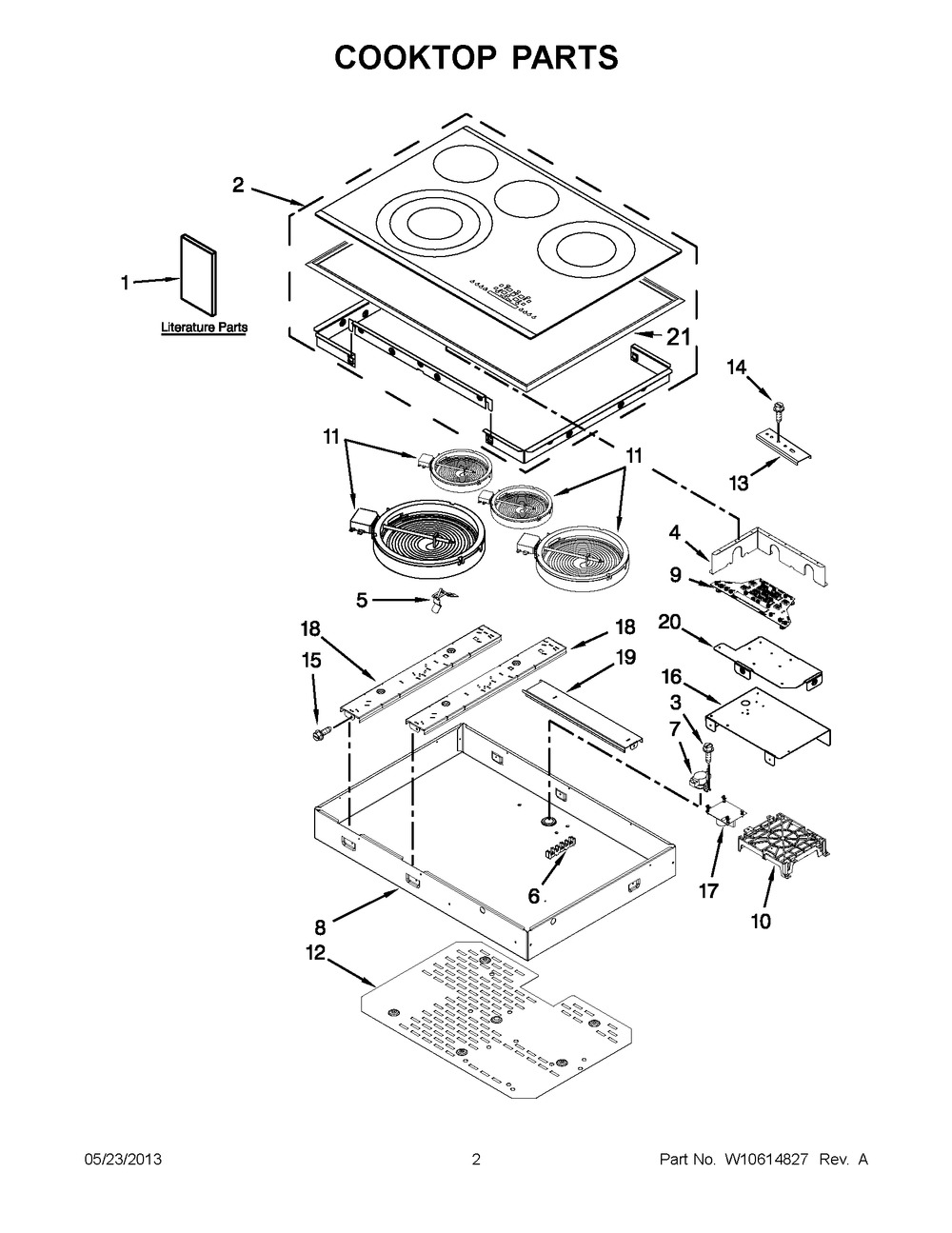 W10622119 - Genuine OEM Whirlpool Range Main Cooktop Glass