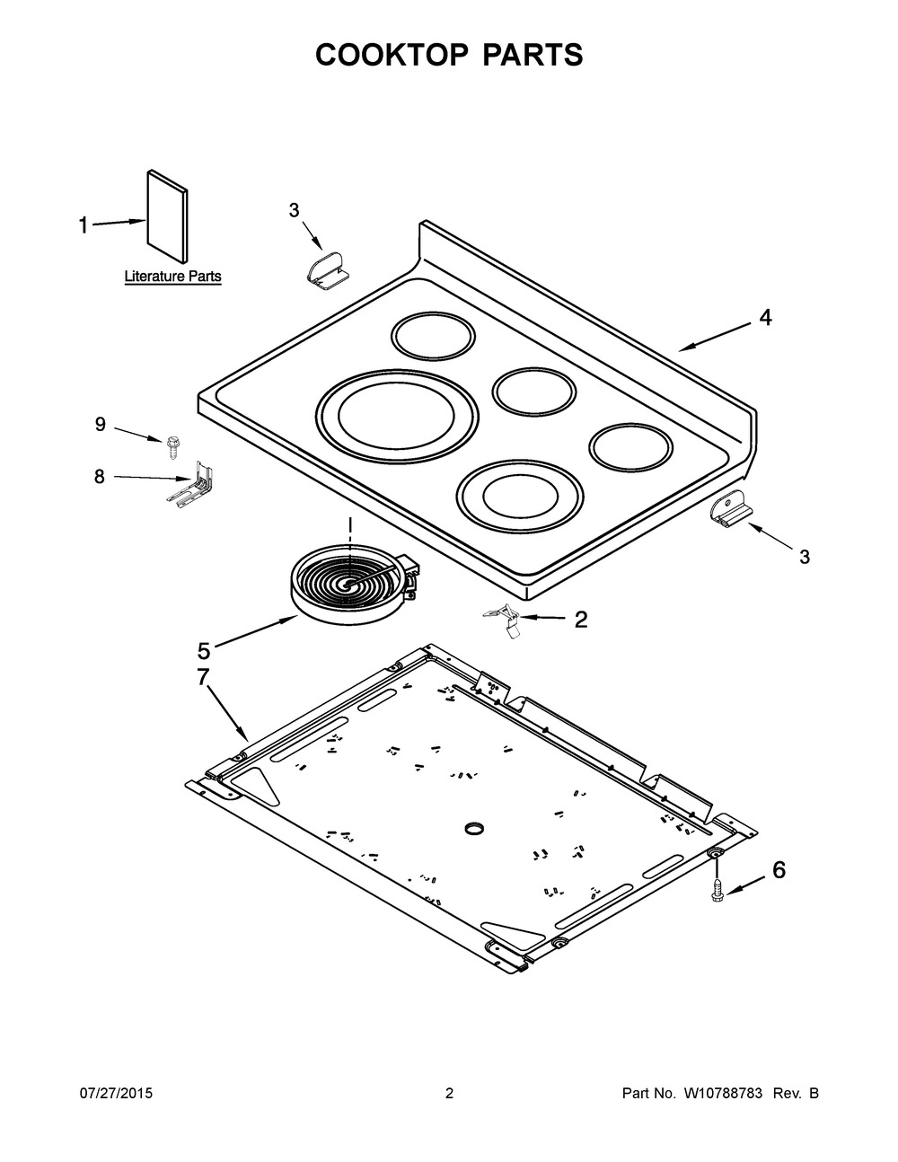 W10472038 - Genuine OEM Whirlpool Range Main Cooktop Glass Assembly, Black
