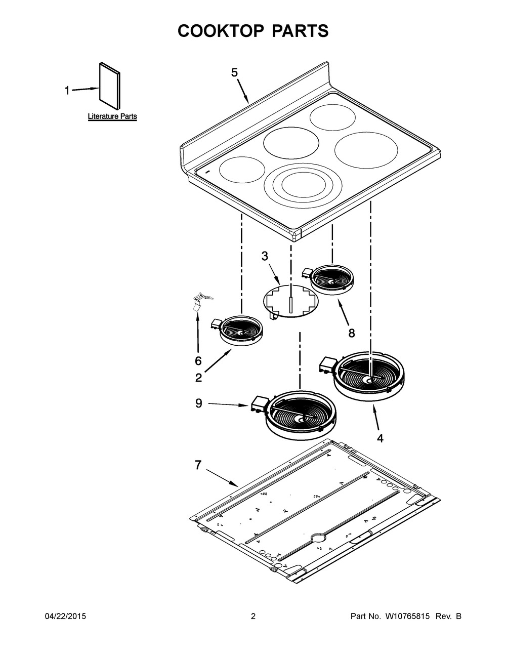 W10336329 - Genuine OEM Whirlpool Range Main Cooktop Glass Assembly, Stainless