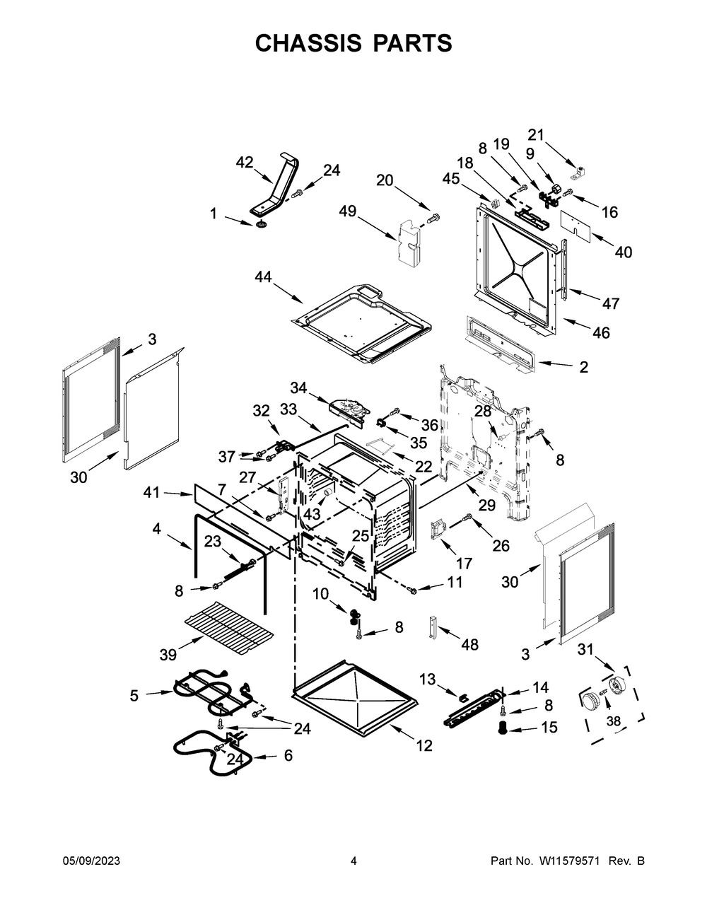 W11379354 - Genuine OEM Whirlpool Range Rear Panel