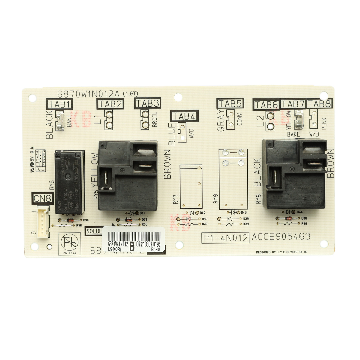 6871W1N012B - Genuine OEM LG Oven Range Stove Relay Control Board