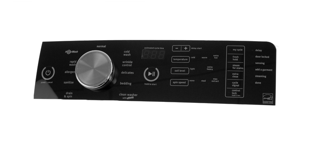 W10911044 - Genuine OEM Whirlpool Washer Control Panel Assembly, Black