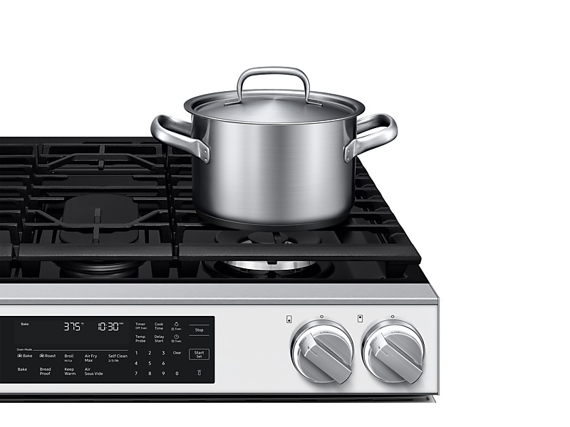 30" Samsung 6.0 Cu.Ft. Gas Slide-In Range True Convection with Air Fry Max | Air Sous Vide | Soft Closing Door - NSG90H60SWAA