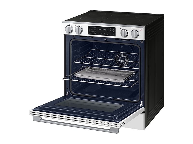 30" Samsung 6.3 Cu.Ft Electric Slide-In True Convection with Air Fry Max | Air Sous Vide - NSE80H63SWAC