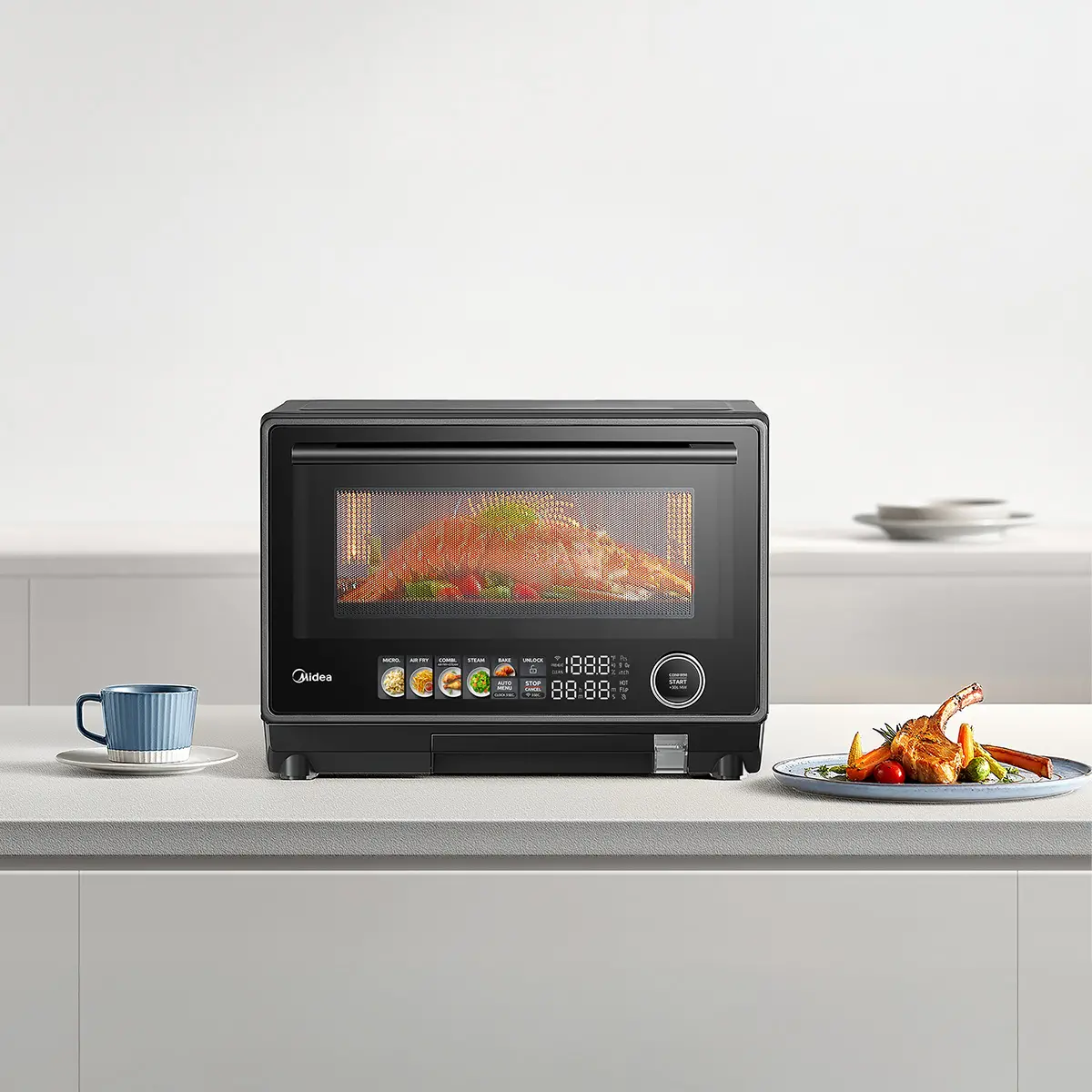 Midea 0.9 Cu. Ft. 4-in-1 Multi-Functional Countertop Microwave Oven - MMC09S15ABB