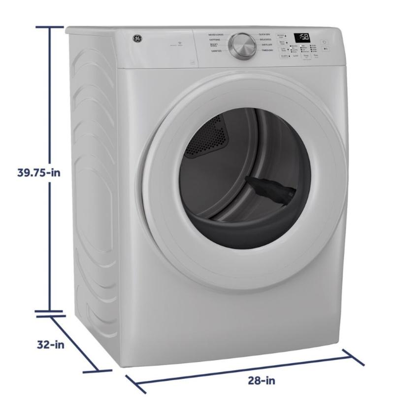 28" GE 7.8 cu. ft. Capacity Front Load Electric Dryer  with Sanitize Cycle White - GFD35ESMYWW