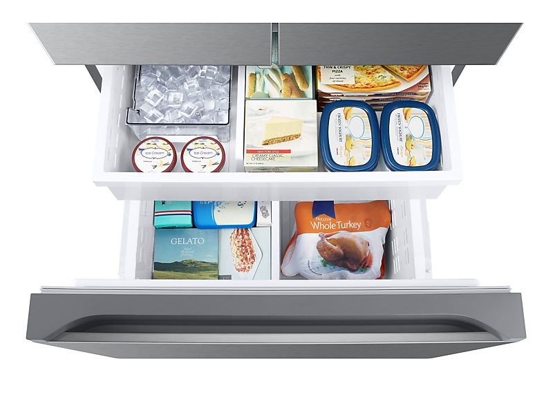 33" Samsung 25 Cu.Ft. RF50 Neo Bespoke AI 3-Door French Door Refrigerator - RF25C5A01SRAA