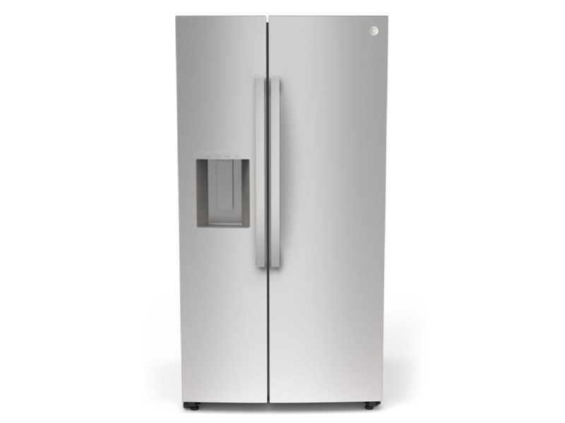 36" GE 28 Cu.Ft. Side-by-Side Refrigerator with Ice and Water Dispenser in Stainless Steel - GSS28NYYFS