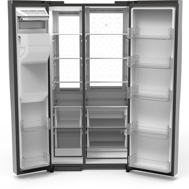 36" GE 28 Cu.Ft. Side-by-Side Refrigerator with Ice and Water Dispenser in Stainless Steel - GSS28PYYFS