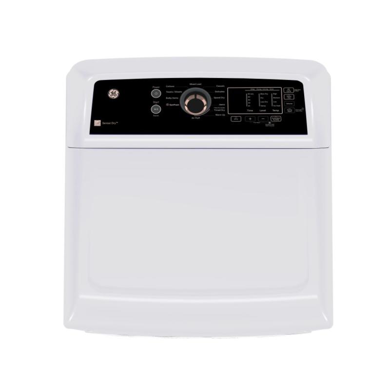 27" GE 7.4 Cu. Ft. Top Load Electric Dryer in White And Rosegold - GTD69EBPYWR