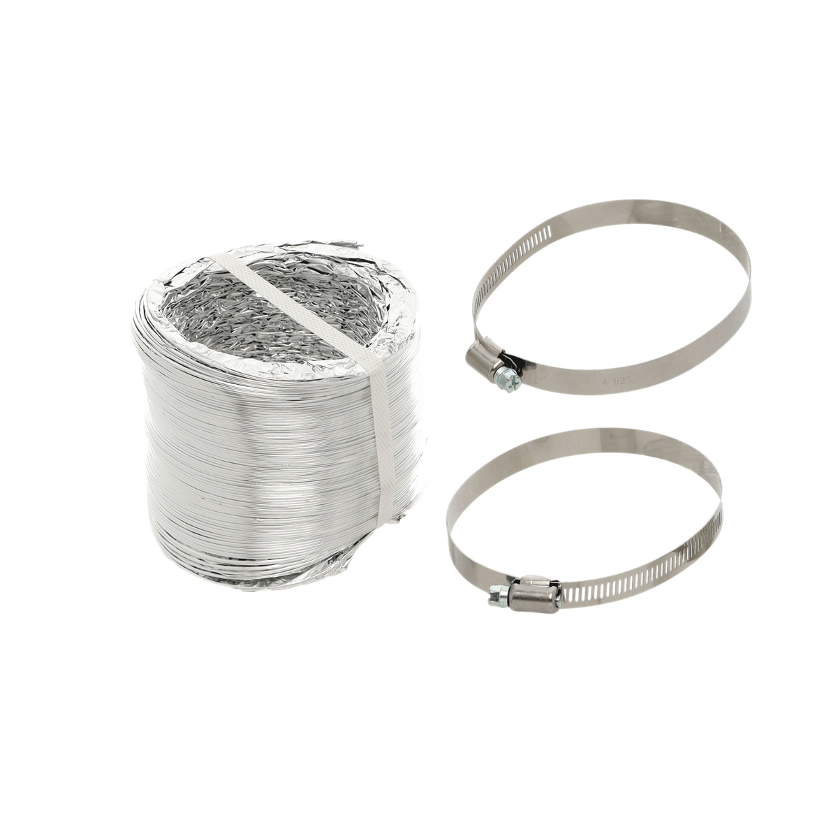 69033 - Genuine OEM 4" x 8' Universal Dryer Venting Kit - Eastman Flexible Aluminum Foil Dryer Vent with Worm Gear Clamps