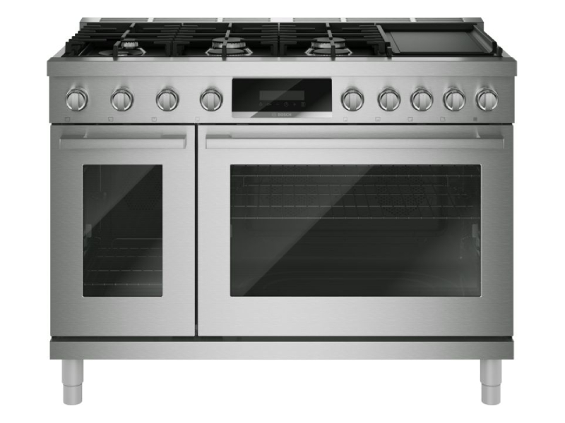 48" Bosch 800 Series Dual Fuel Freestanding Range in Stainless Steel - HDS8857UC