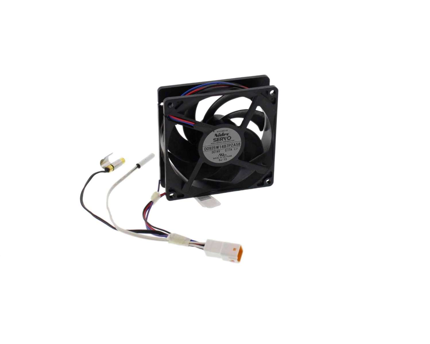 W11033168 - Genuine OEM Whirlpool Refrigerator Evaporator Fan Motor with Wire Harness
